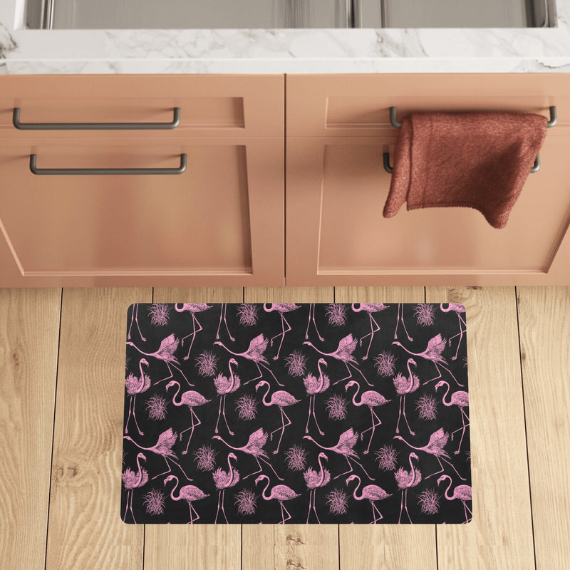 Flamingo Pink Print Pattern Kitchen Mat