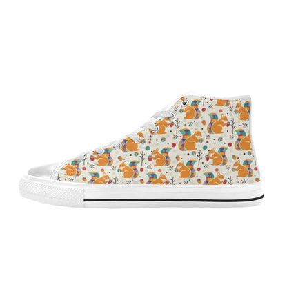 Squirrel Print Design LKS304 High Top Women's White Shoes