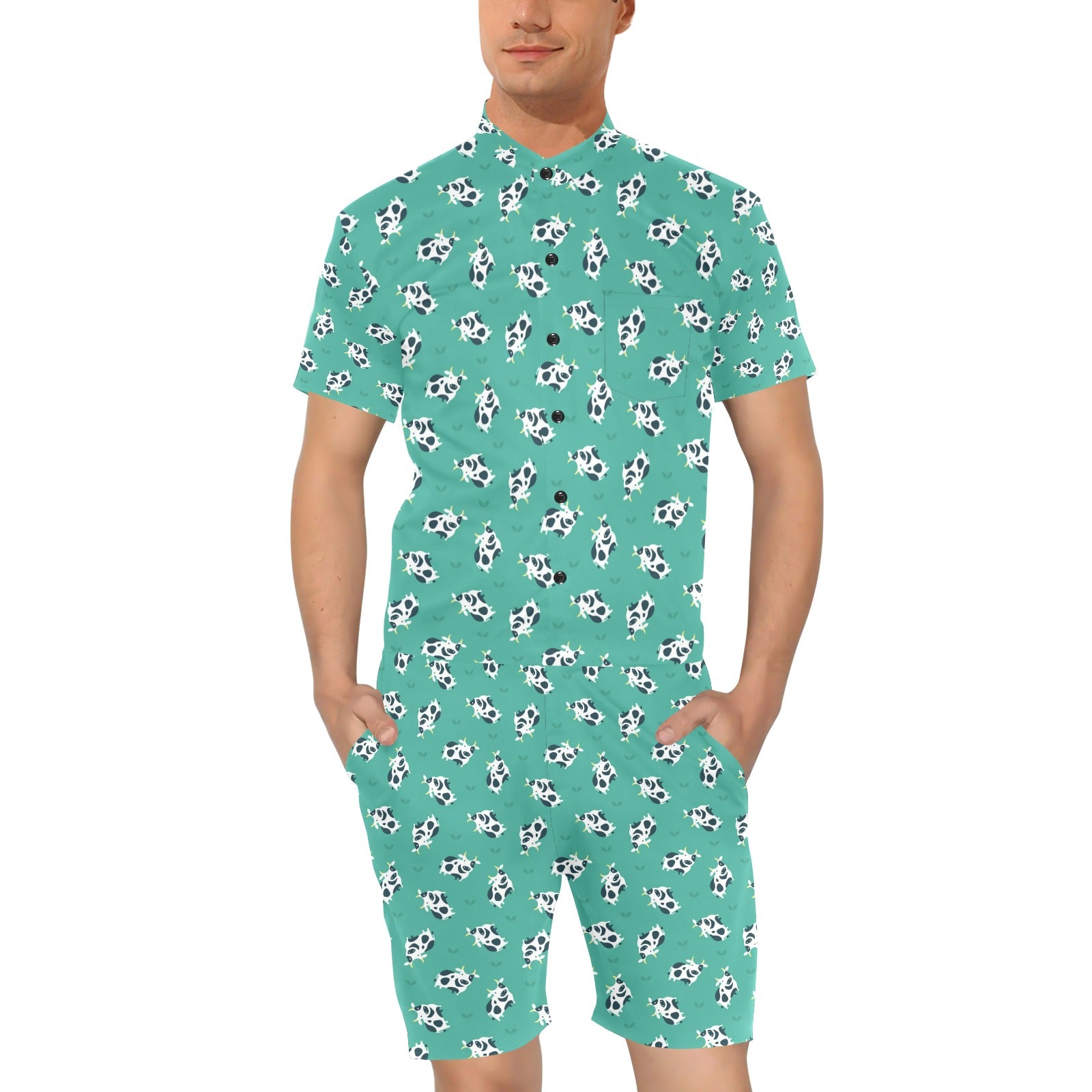 Cow Pattern Print Design 03 Men's Romper