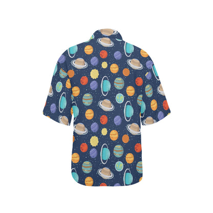 Planet With Star Print Design LKS303 Women's Hawaiian Shirt