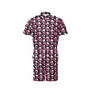 Pink Rose Skull Themed Print Men's Romper