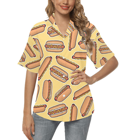 Hot Dog Pattern Print Design 01 Women's Hawaiian Shirt