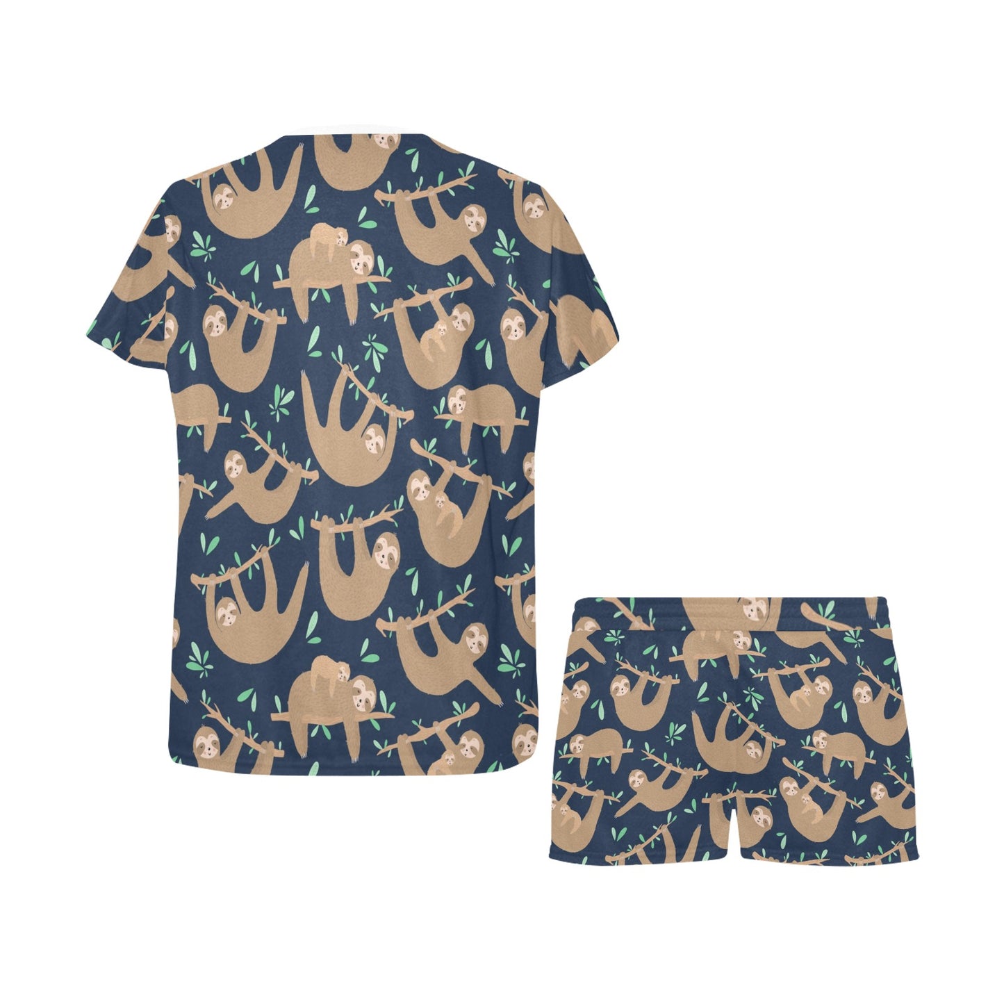 Sloth Print Design LKS307 Women's Short Pajama Set