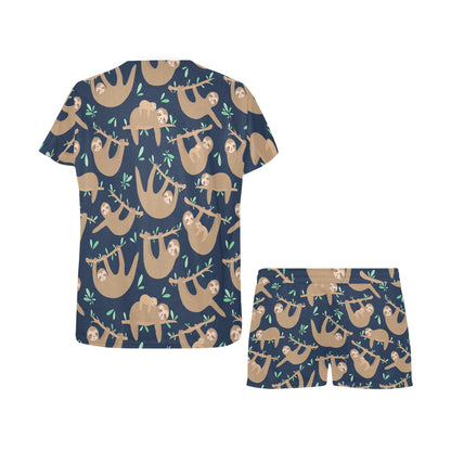 Sloth Print Design LKS307 Women's Short Pajama Set