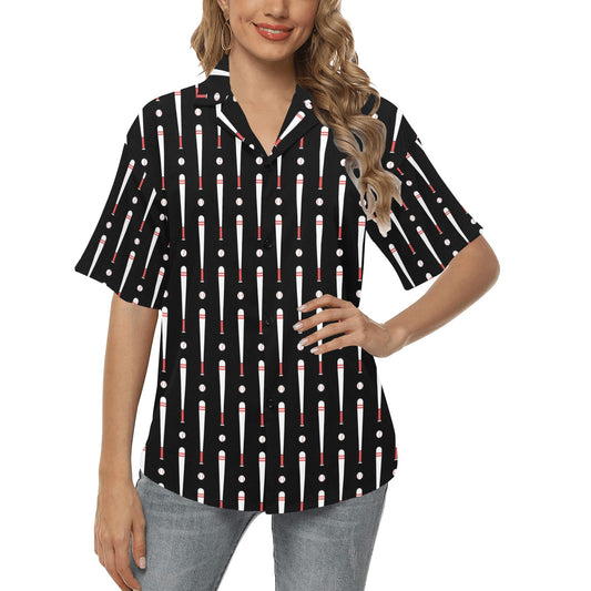 Baseball Pattern Print Design 03 Women's Hawaiian Shirt