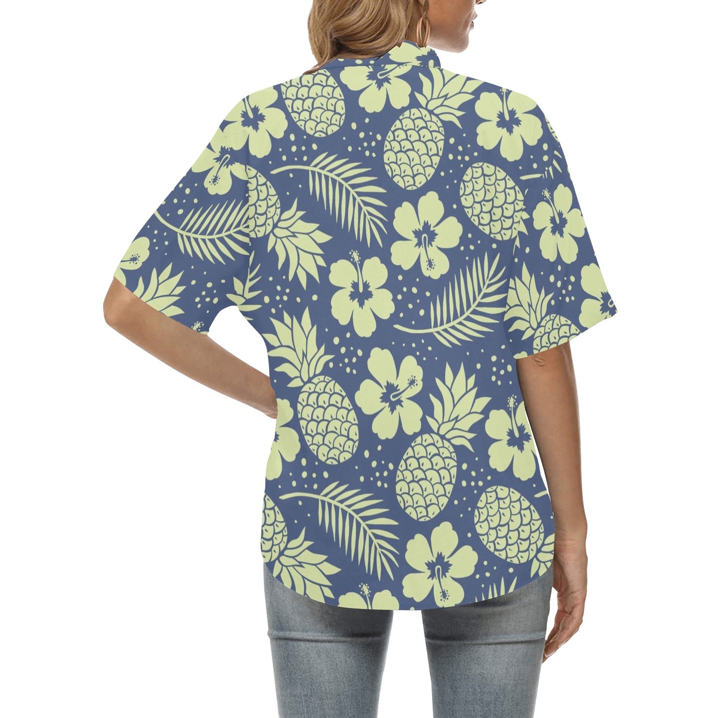 Pineapple Pattern Print Design PP07 Women's Hawaiian Shirt