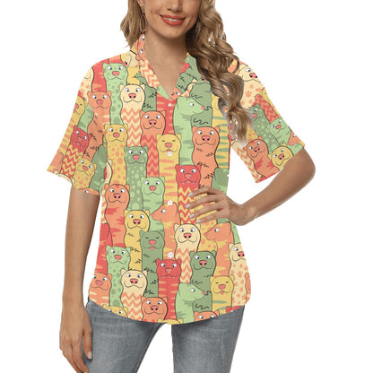 Ferret Pattern Print Design 01 Women's Hawaiian Shirt
