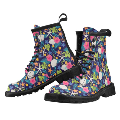 Beach Seashell Floral Theme Women's Boots