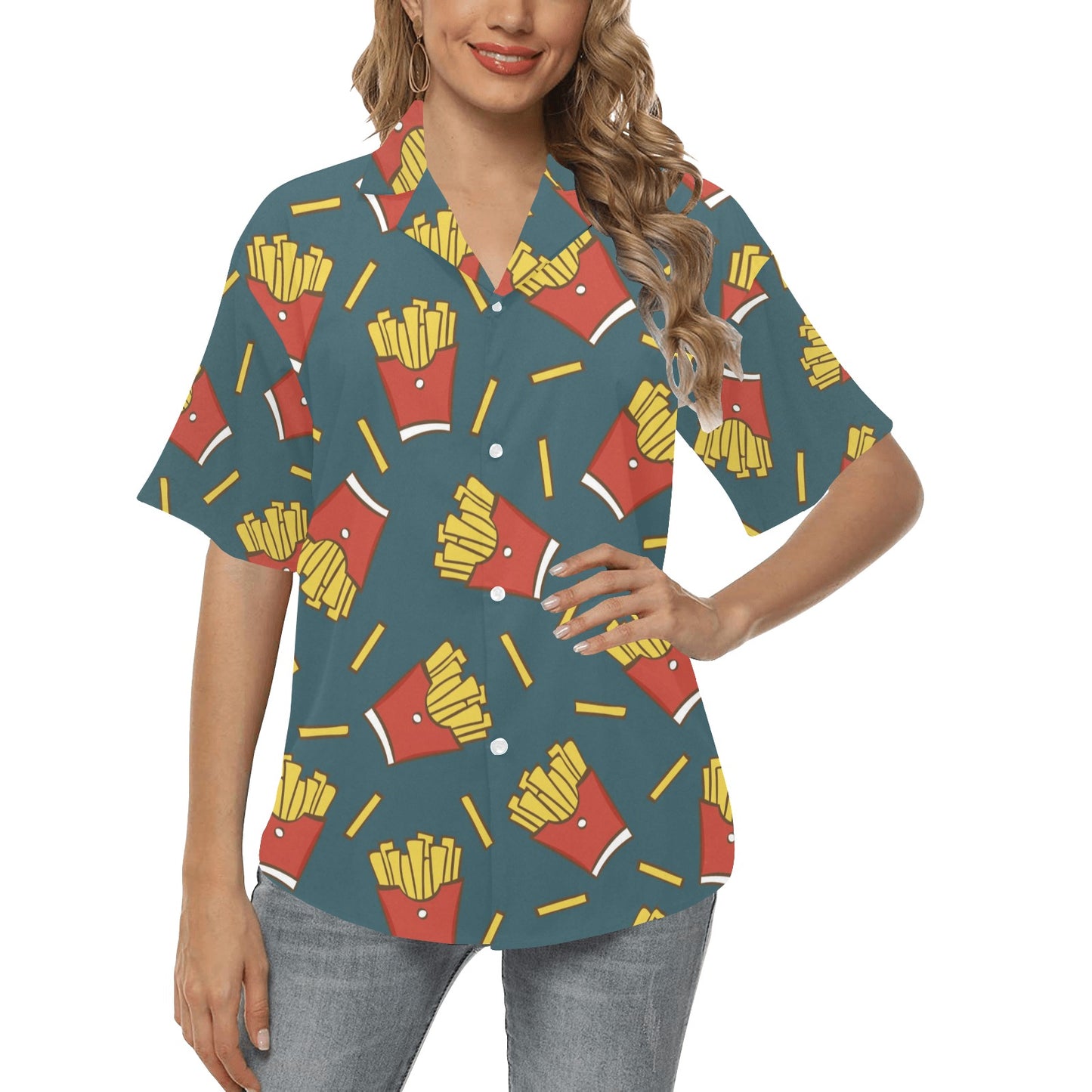French Fried Pattern Print Design 04 Women's Hawaiian Shirt