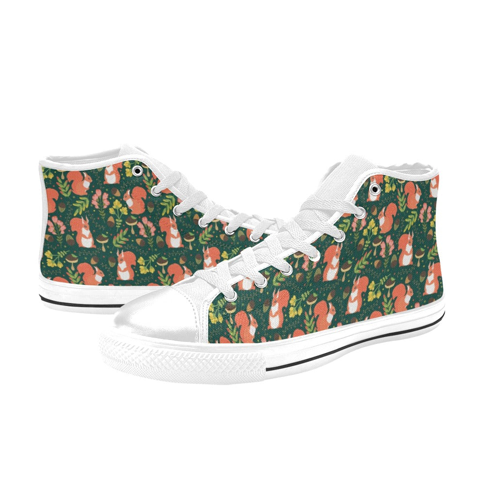 Squirrel Print Design LKS302 High Top Women's White Shoes