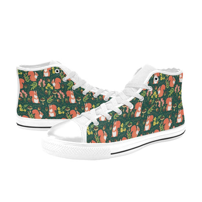 Squirrel Print Design LKS302 High Top Women's White Shoes