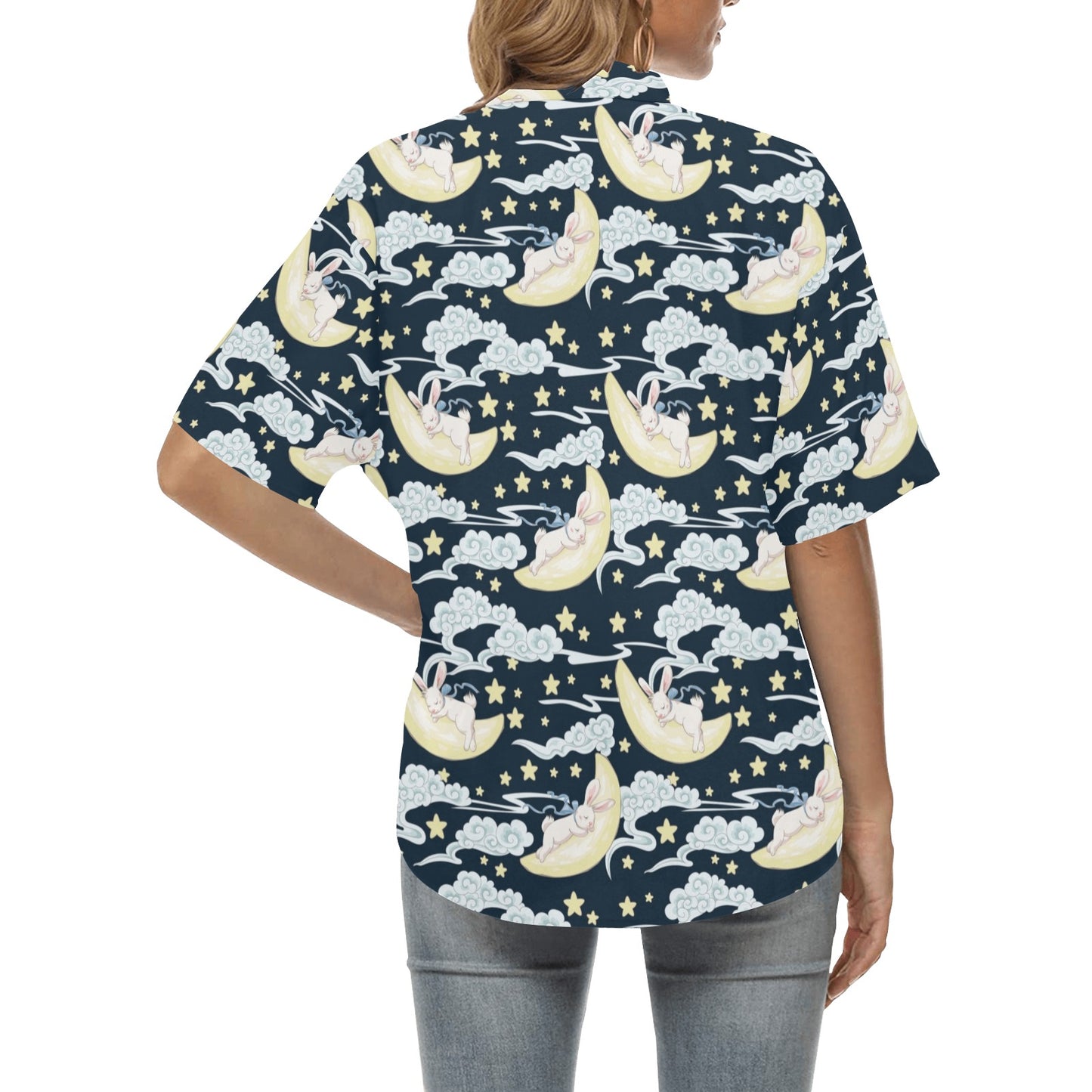 Rabbit Sleeping Pattern Print Design RB08 Women's Hawaiian Shirt