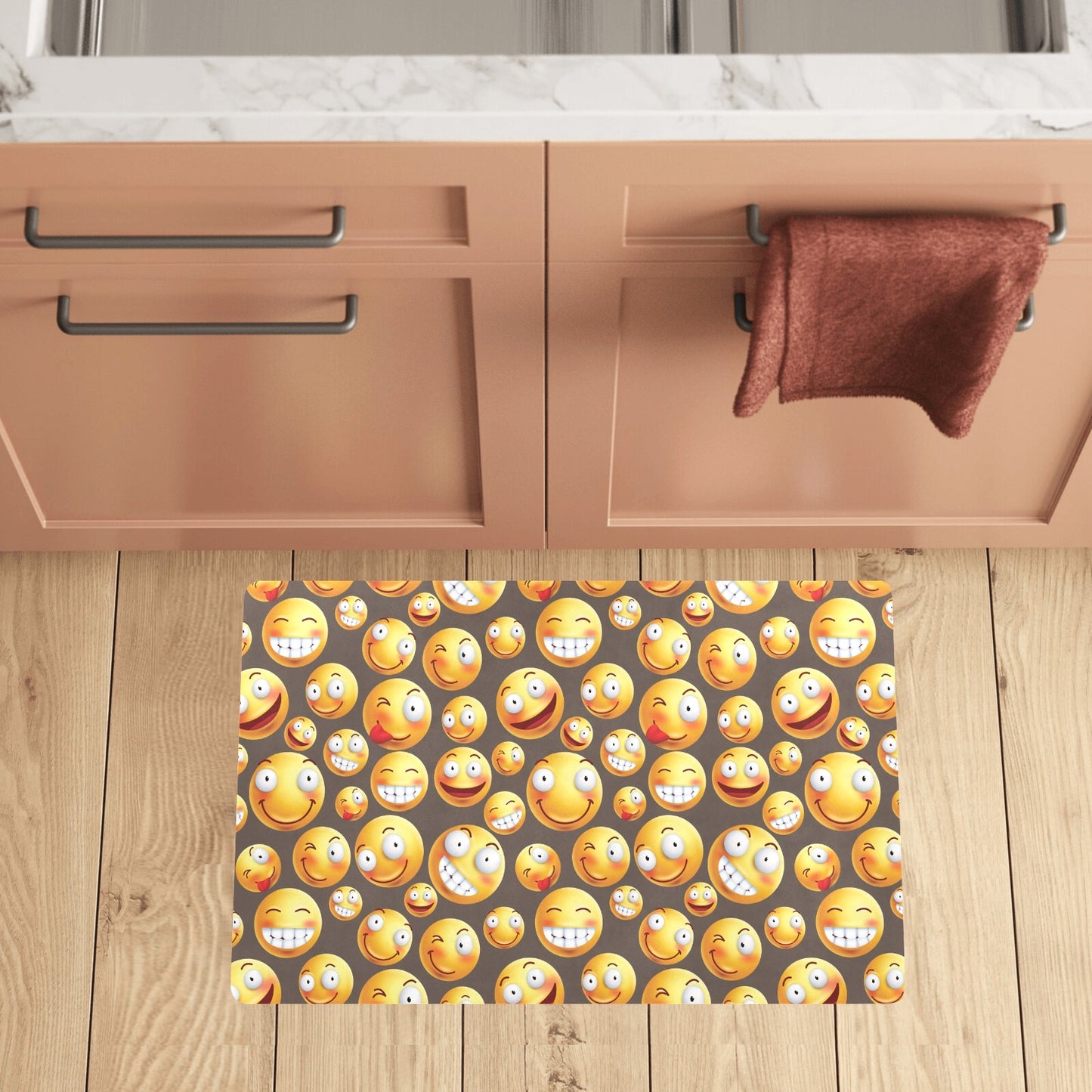 Smiley Face Emoji Print Design LKS303 Kitchen Mat
