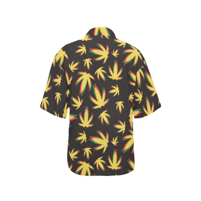 Pot Leaf Pattern Print Design A02 Women's Hawaiian Shirt