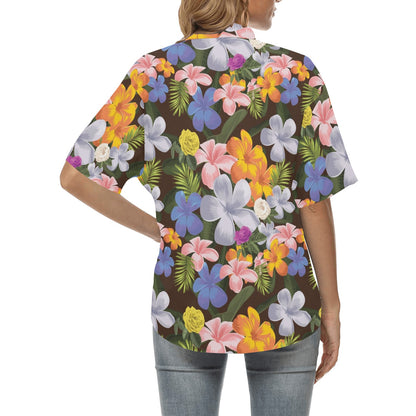 Plumeria Pattern Print Design PM03 Women's Hawaiian Shirt
