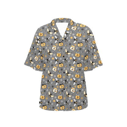 Honey Bee Print Design LKS301 Women's Hawaiian Shirt