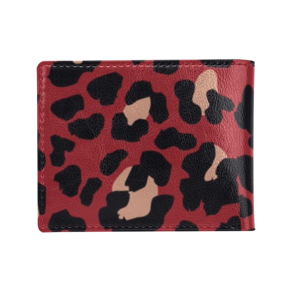 Cheetah Red Print Pattern Men's ID Card Wallet