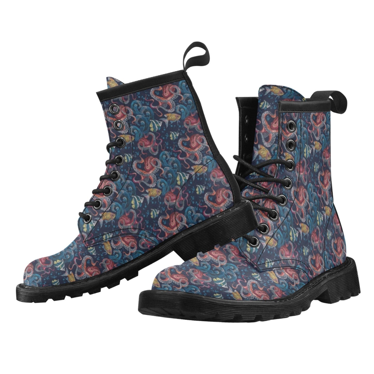Underwater Giant Squid Print Design LKS302 Women's Boots