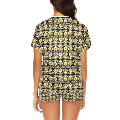 Ancient Greek Print Design LKS3014 Women's Short Pajama Set
