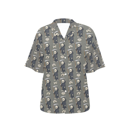 Skeleton Print Design LKS308 Women's Hawaiian Shirt