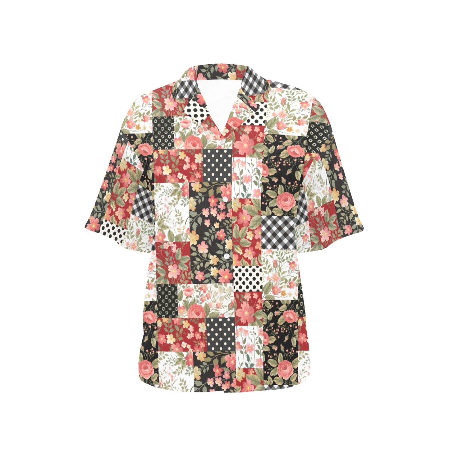 Patchwork Flower Pattern Print Design 03 Women's Hawaiian Shirt