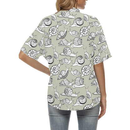 Snail Pattern Print Design 03 Women's Hawaiian Shirt