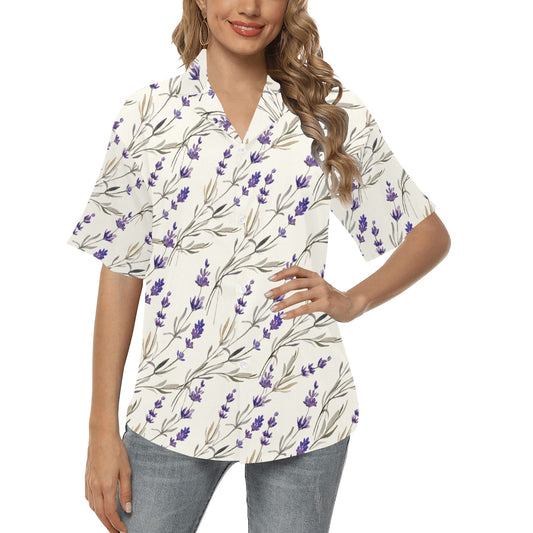 Lavender Pattern Print Design 01 Women's Hawaiian Shirt