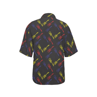 Electric Guitar Pattern Print Design 03 Women's Hawaiian Shirt