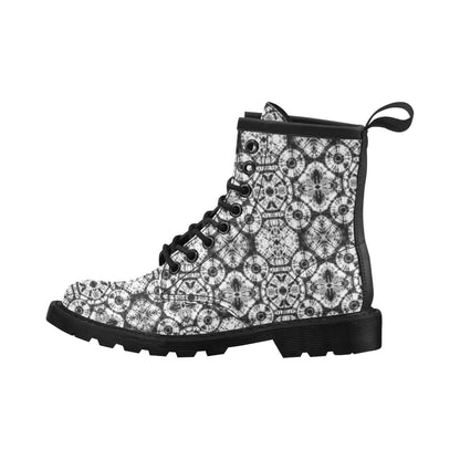 Tie Dye Black White Design Print Women's Boots