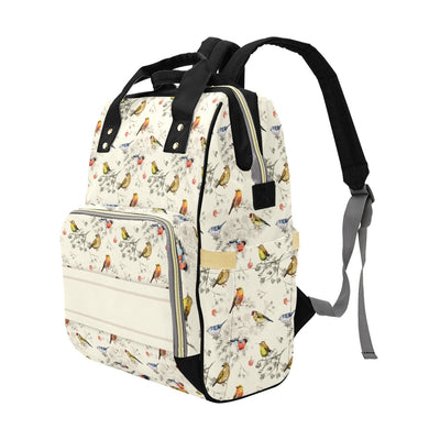 Bird Flower Themed Personalised Name Diaper Bag Backpack