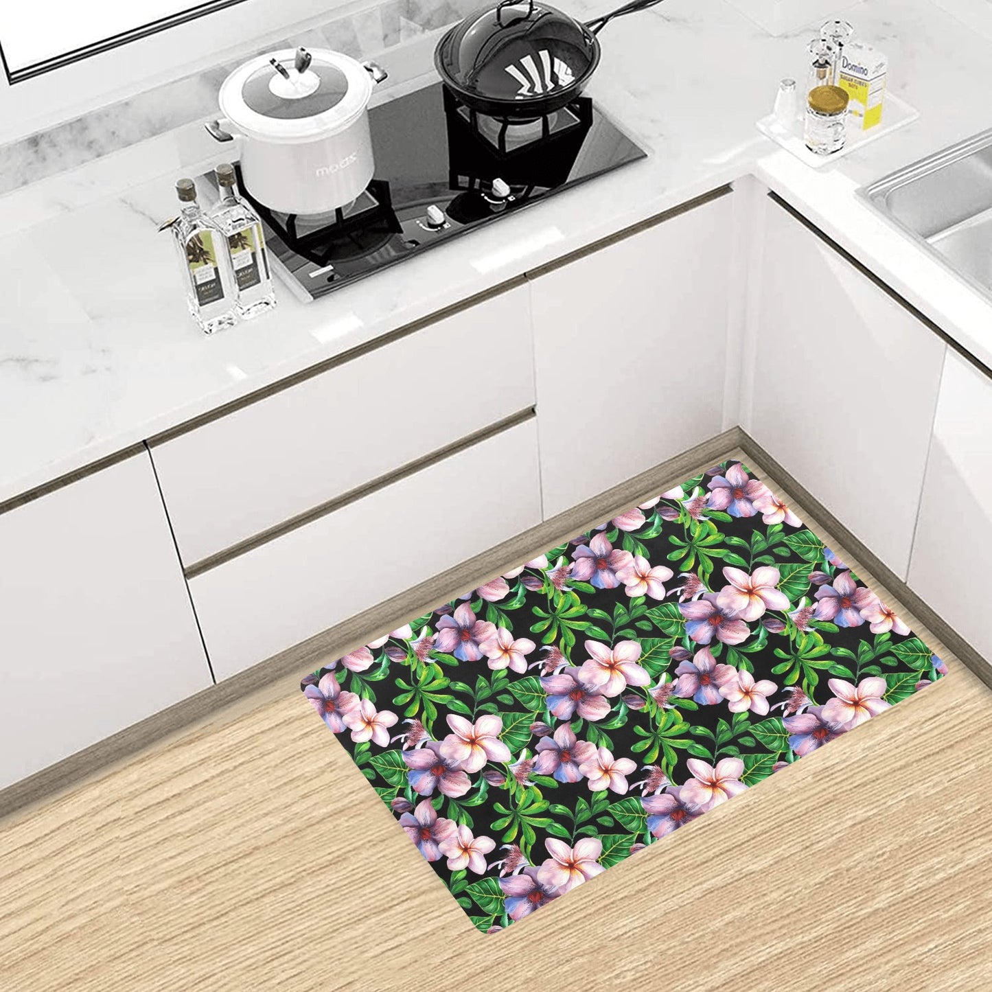 Plumeria Pattern Print Design PM01 Kitchen Mat