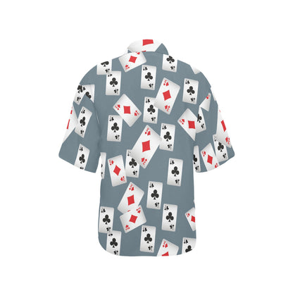 Poker Cards Pattern Print Design A05 Women's Hawaiian Shirt