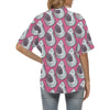 Great White Shark Pattern Print Design 01 Women's Hawaiian Shirt