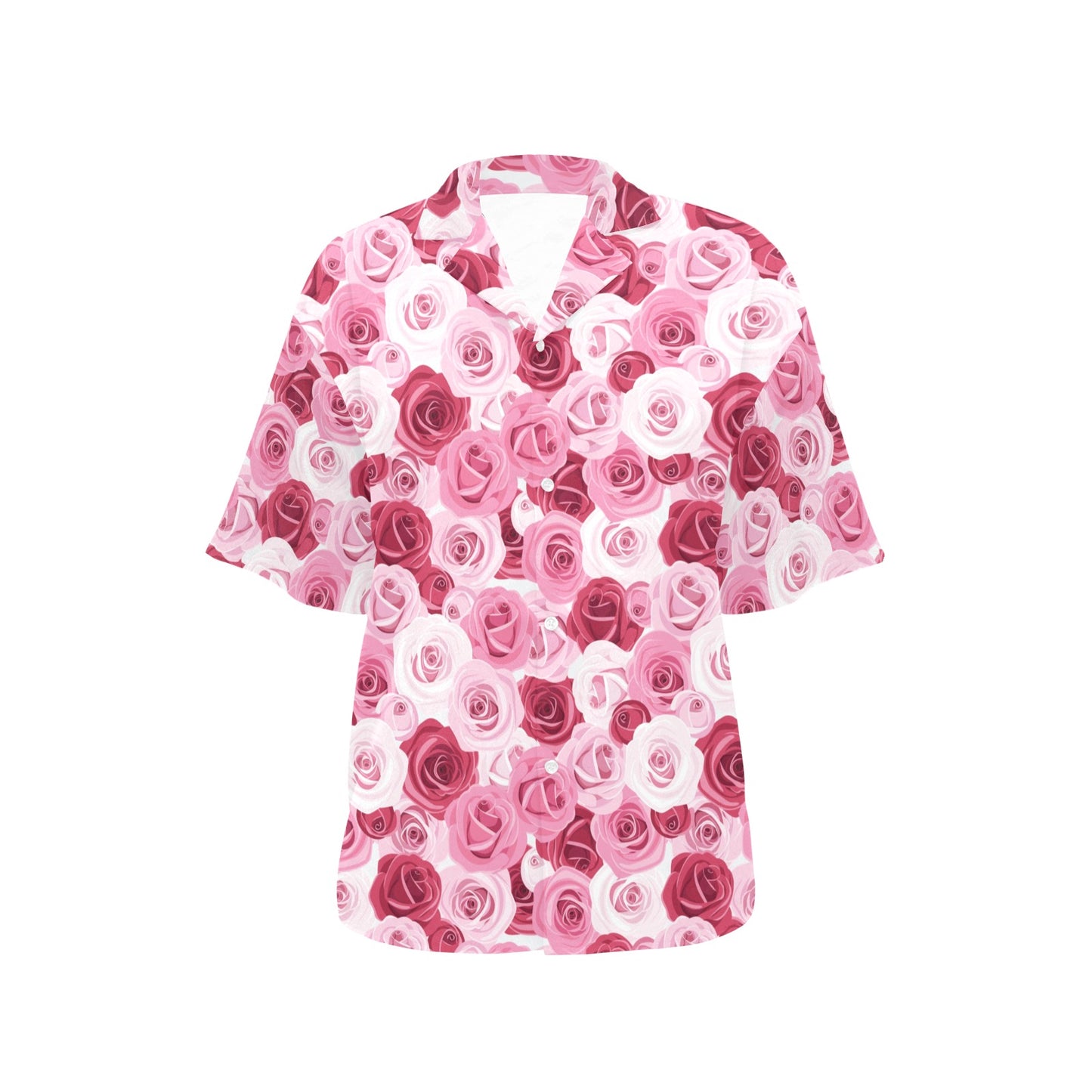 Pink Red Rose Pattern Print Women's Hawaiian Shirt