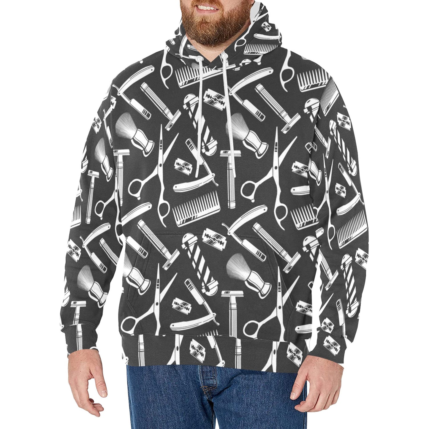 Barber Design Print Pattern JJ002 Men's Pullover Hoodie