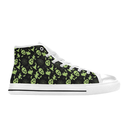 Witch Halloween Print Design LKS306 High Top Women's White Shoes