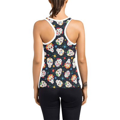 Sugar Skull Print Design LKS305 Women's Racerback Tank Top