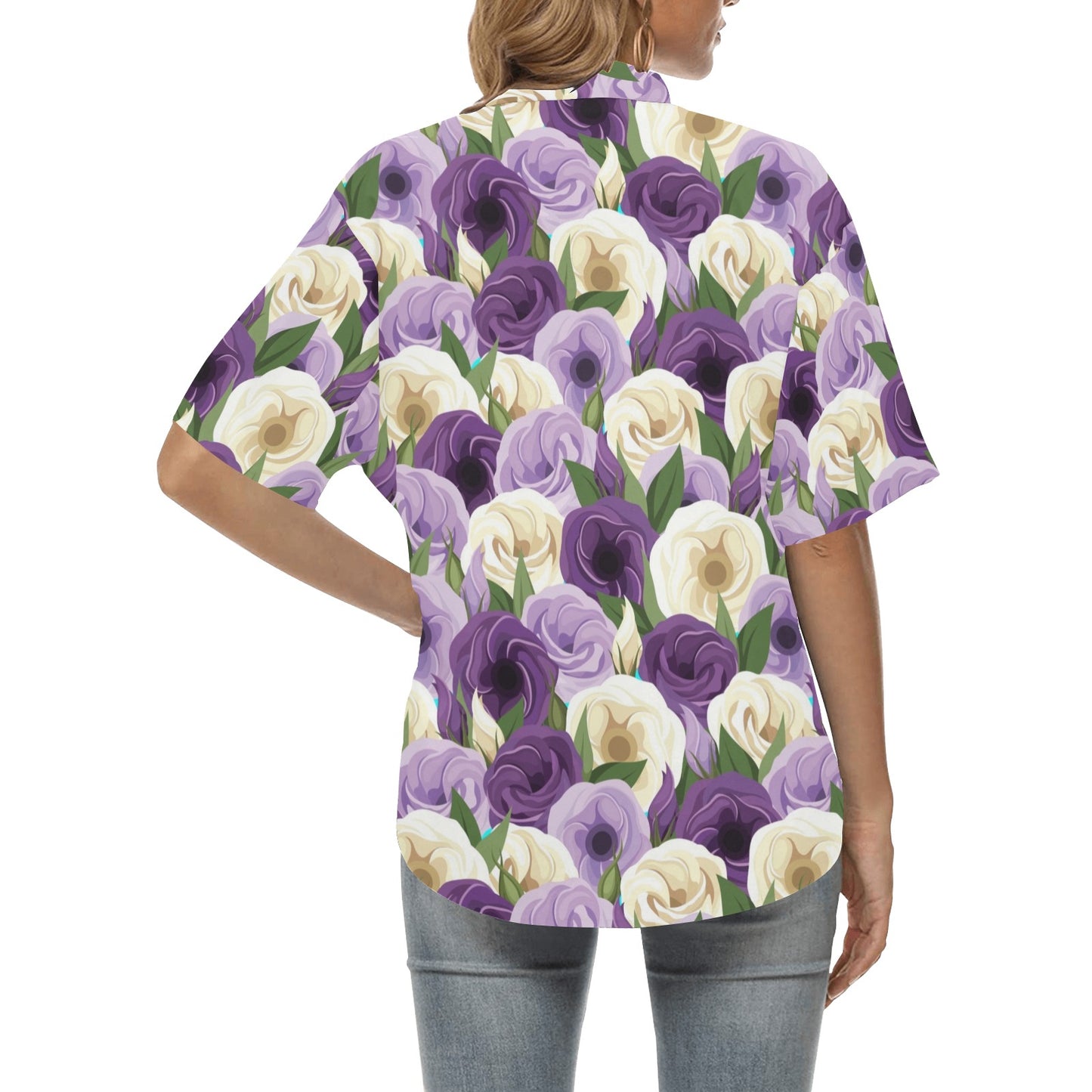Lisianthus Pattern Print Design LT01 Women's Hawaiian Shirt