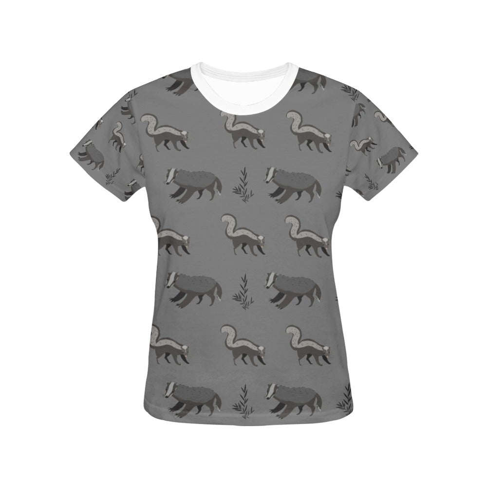 Skunk Print Design LKS301 Women's  T-shirt