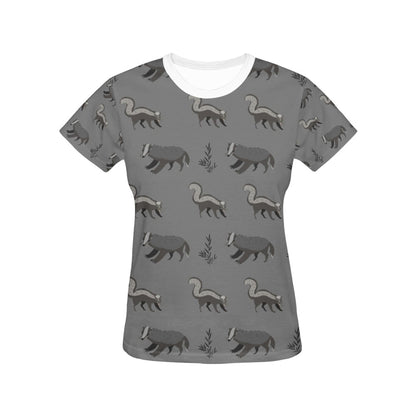 Skunk Print Design LKS301 Women's  T-shirt