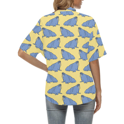 Walrus Pattern Print Design 02 Women's Hawaiian Shirt