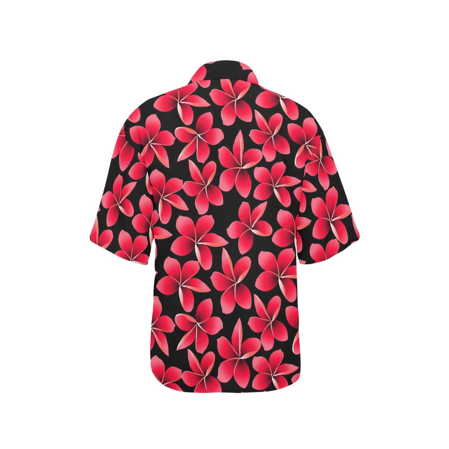 Red Plumeria Pattern Print Design PM025 Women's Hawaiian Shirt