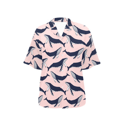 Humpback Whale Pattern Print Design 02 Women's Hawaiian Shirt