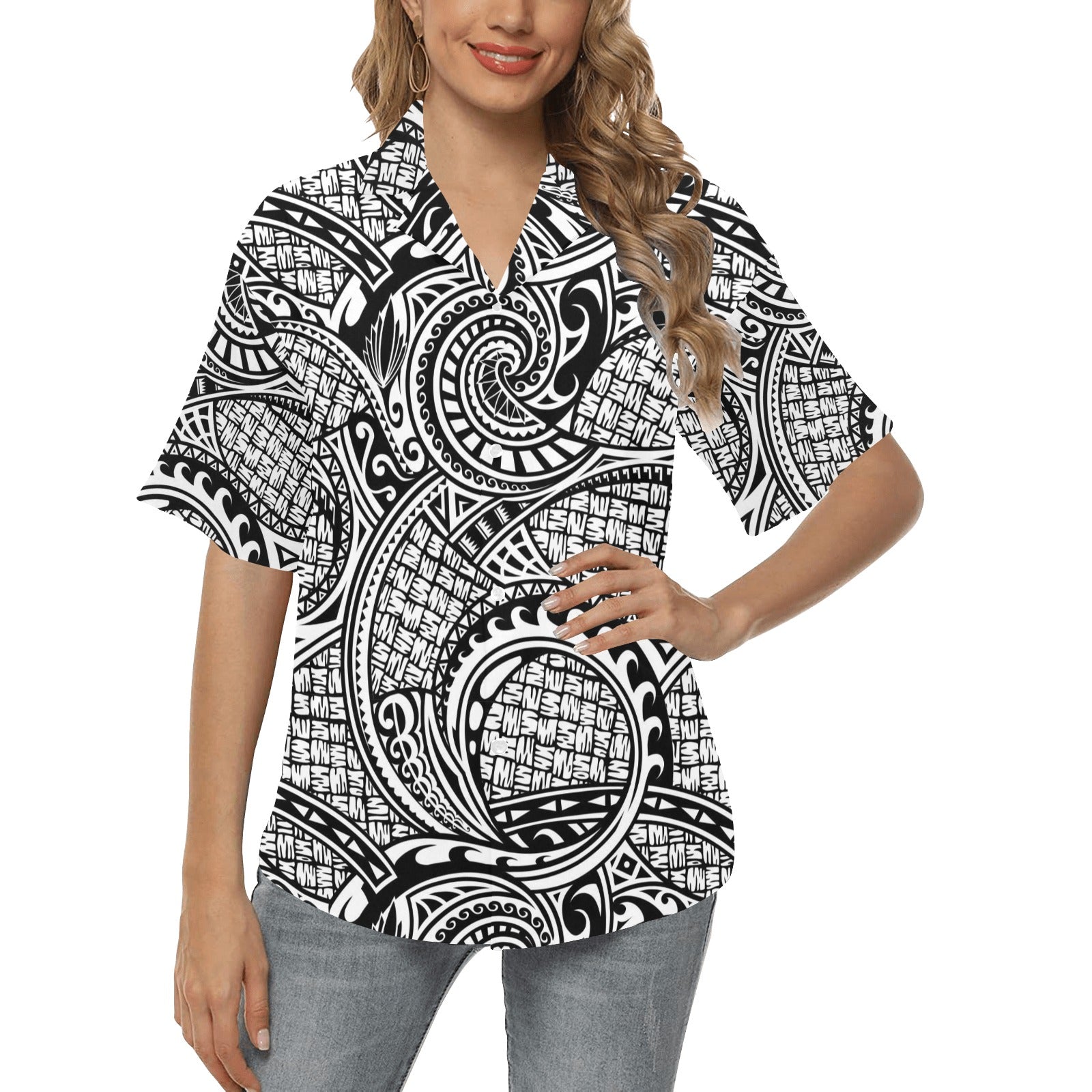 Polynesian Tribal Pattern Women's Hawaiian Shirt