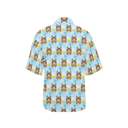 Collies Pattern Print Design 02 Women's Hawaiian Shirt
