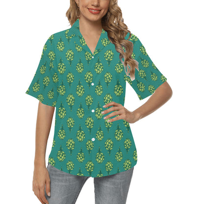 Artichoke Pattern Print Design 04 Women's Hawaiian Shirt