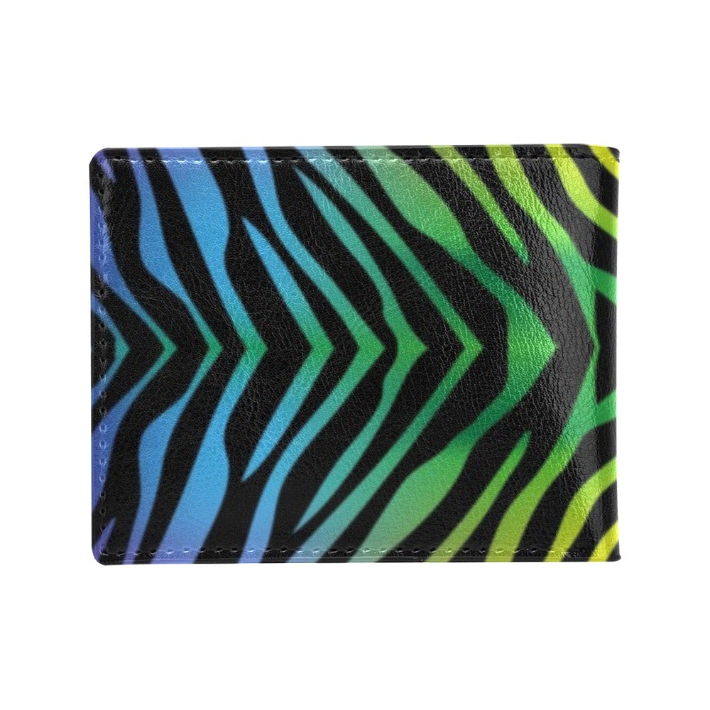 Rainbow Zebra Themed Print Men's ID Card Wallet
