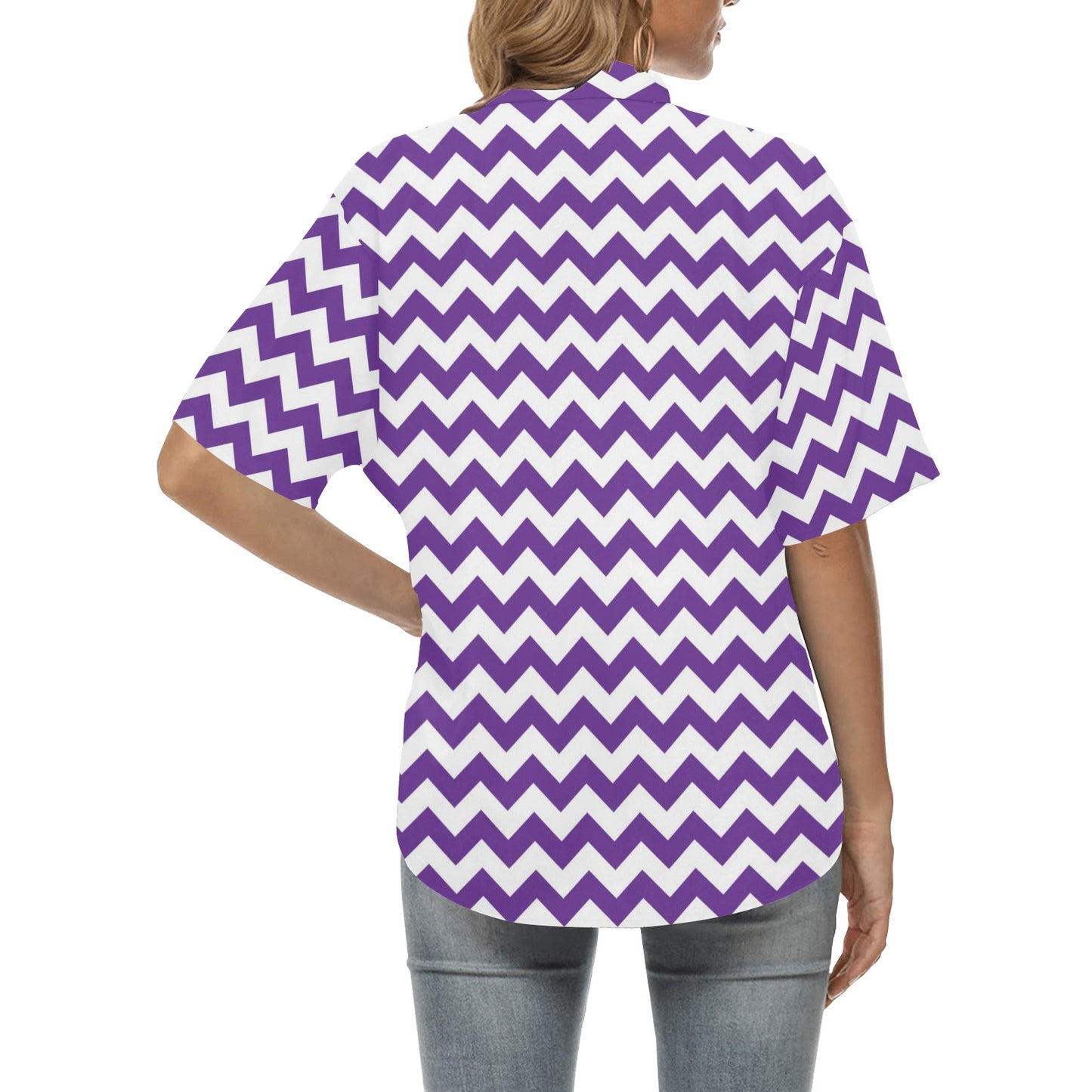 Chevron Purple Pattern Print Design 03 Women's Hawaiian Shirt
