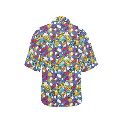 Comic Book Pattern Print Design 02 Women's Hawaiian Shirt