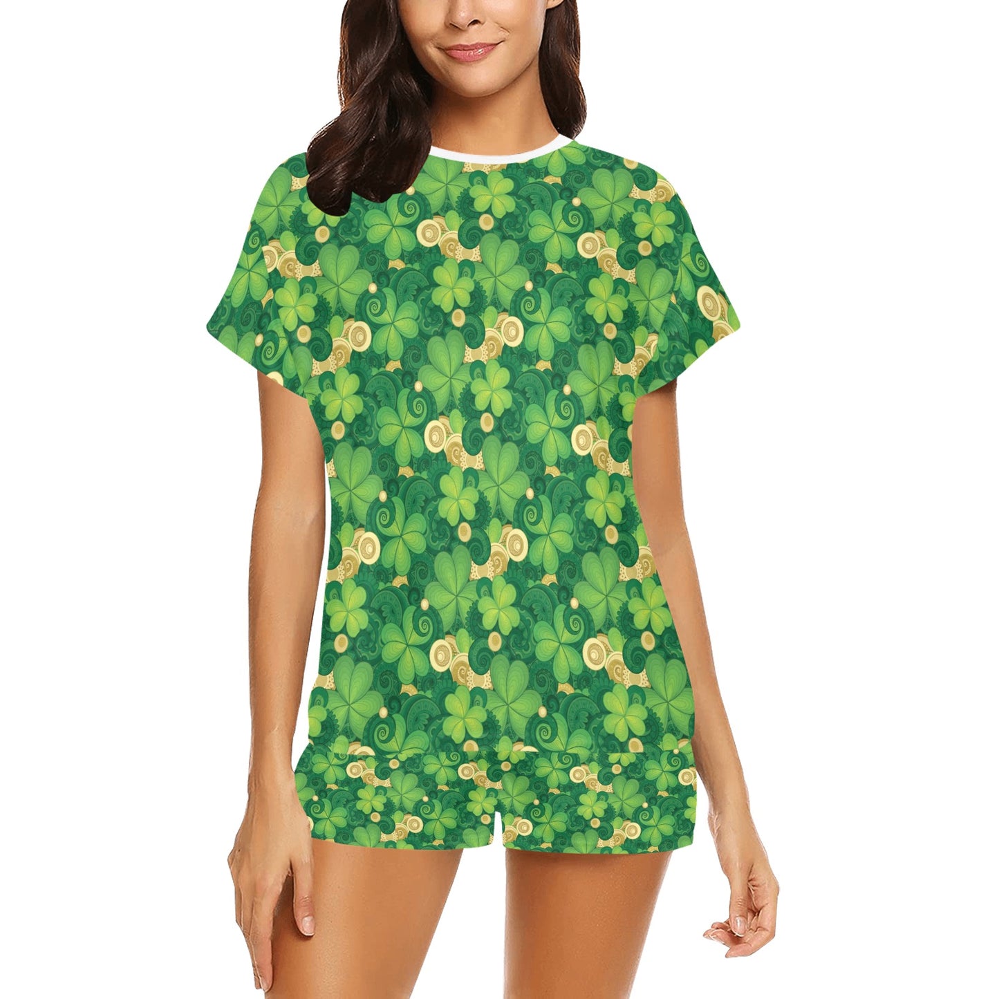 Shamrock Print Design LKS301 Women's Short Pajama Set